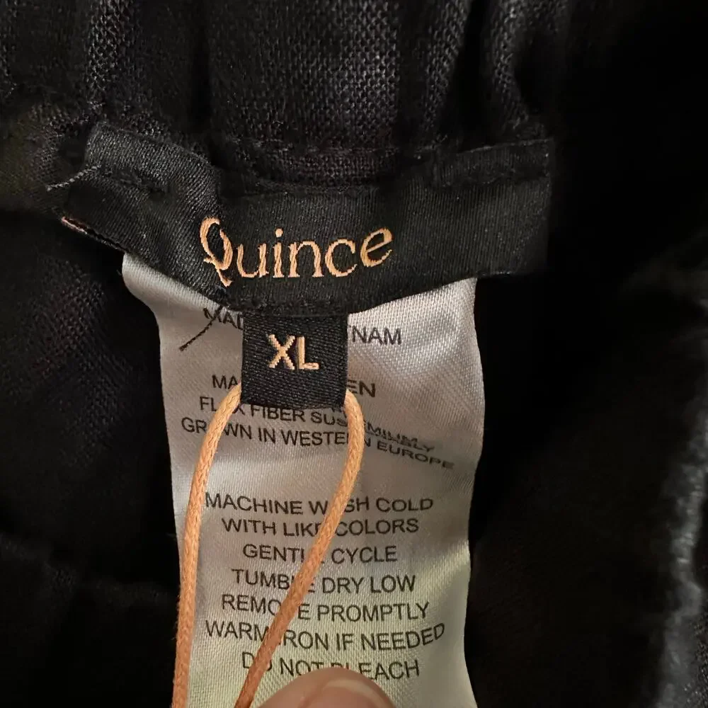 NWT Quince 100% European Linen Pants Black XL Crop Slight Taper